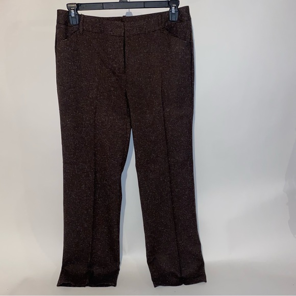 Studio Works Womens Dress Pants Slacks Size 10 Brown Herringbone Polyester Rayon - Picture 4 of 14